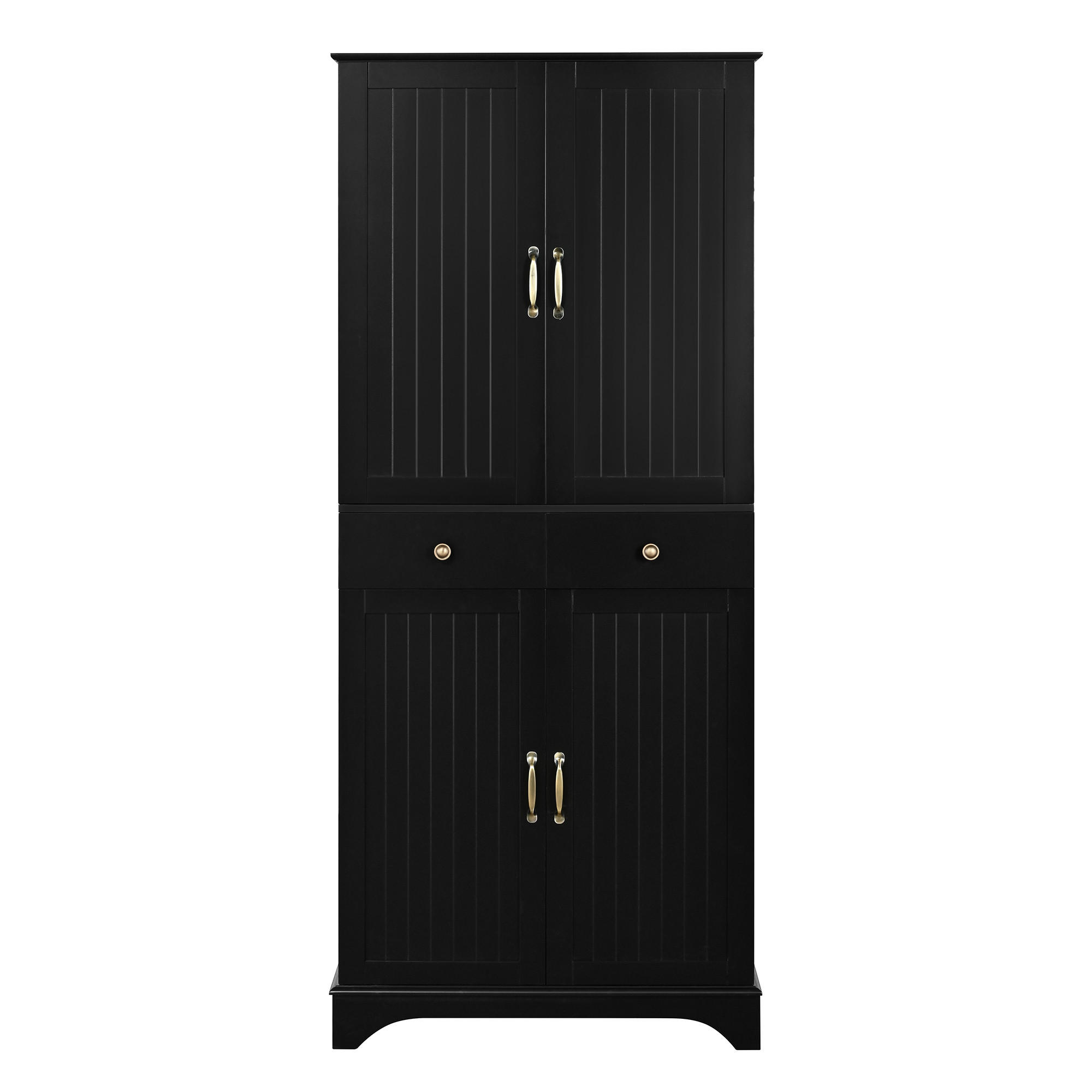 BUFFETSCHRANK Schwarz 77/40/181 cm - Schwarz, Holz (77/181/40cm) - PANGIVO