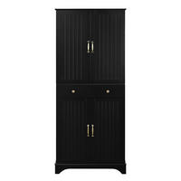 BUFFETSCHRANK Schwarz 77/40/181 cm - Schwarz, Holz (77/181/40cm) - PANGIVO
