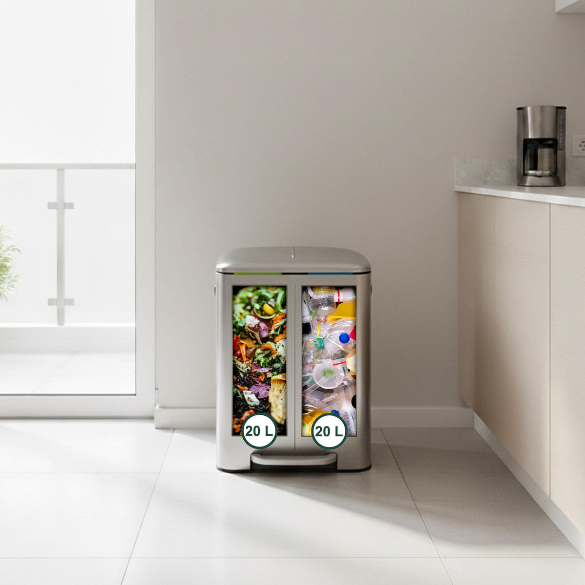 MÜLLEIMER - Silberfarben, Kunststoff/Metall (44.5/60/41cm) - Relaxdays