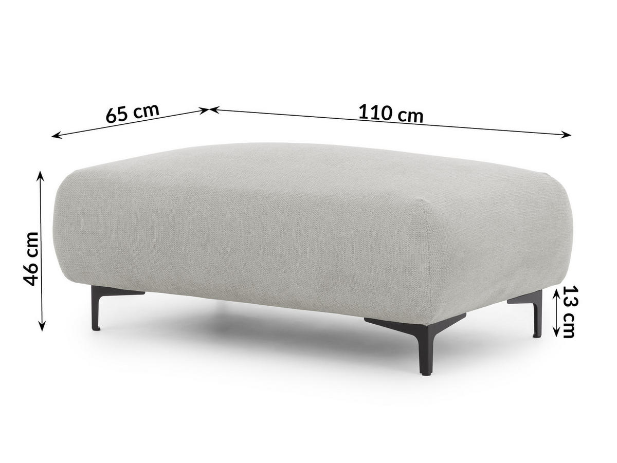 ECKSOFA inkl. Hocker Cardea mit Schlaffunktion in Bubble-Optik aus weichem Hellgrau Strukturstoff und hohem Sitzkomfort - Ottomane links - Hellgrau/Schwarz, Holz/Textil (170/230cm) - S-Style Möbel