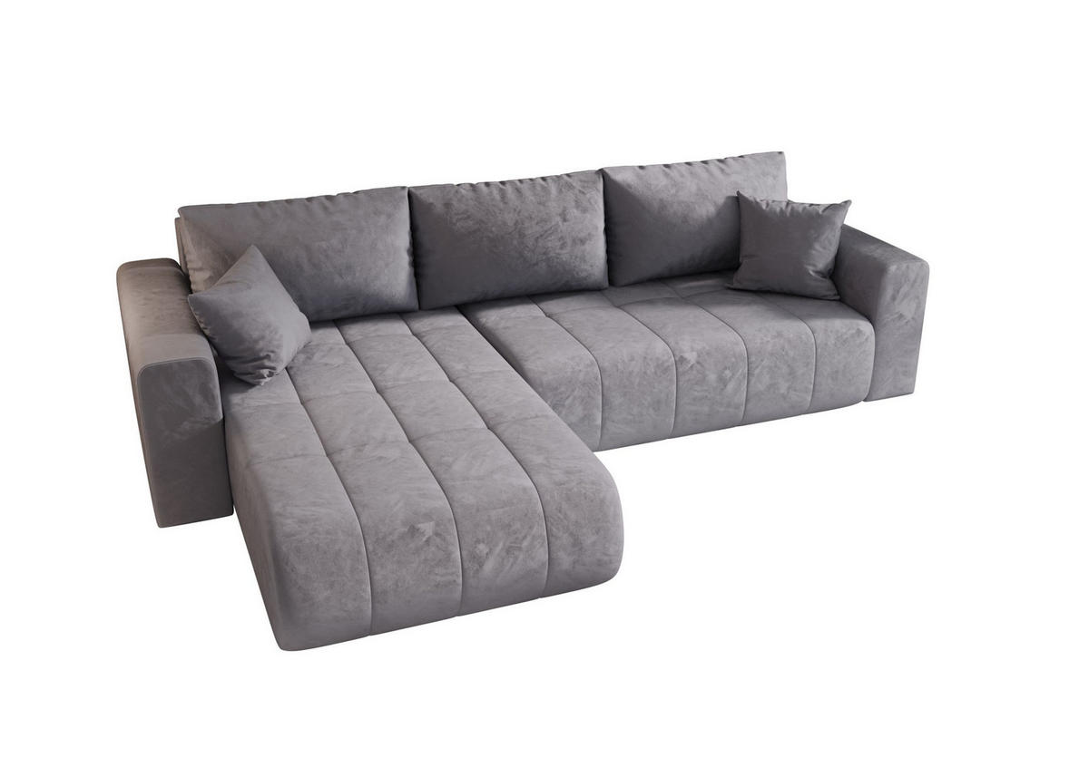 ECKSOFA mit Schlaffunktion MILO L Monolith 70 Links - Hellgrau, Textil (280/175cm) - Bedante