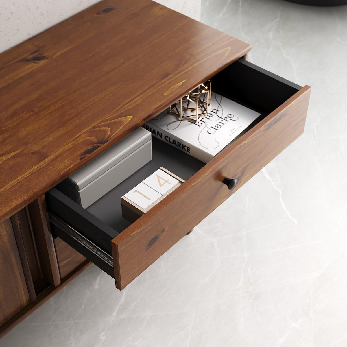 LOWBOARD SIMONA Kastanie - Kastanienfarben, Holz (175/52/41cm) - IDIMEX