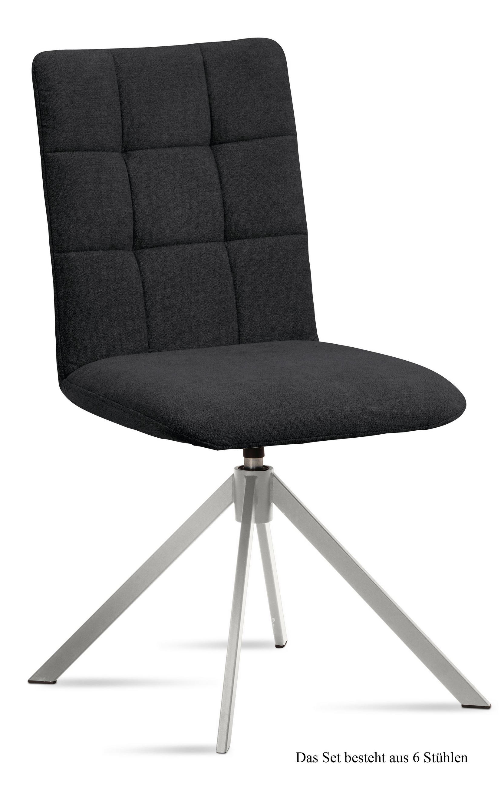 ESSZIMMERSTUHL drehbar (6er-Set) Drucie 47x91x60 Edelstahl/Anthrazit - Edelstahlfarben/Anthrazit, Kunststoff (60/91/47cm) - 58aufmkessel