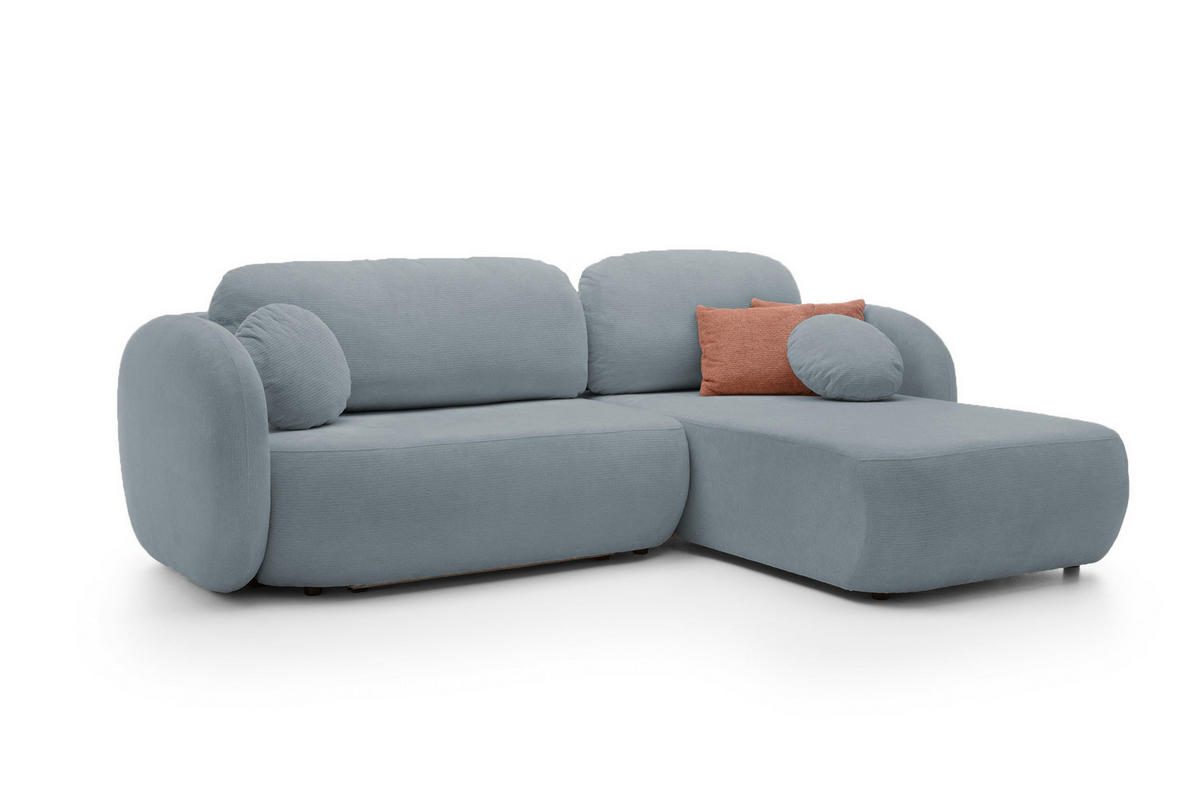 ECKSOFA OLIO L-Form Schlaffunktion mit Bettkasten, lose Rückenkissen, freistehend, RECHTS 248x174 cm Dark grey - Blaugrau, Holz/Textil (248/174cm) - DomoHome