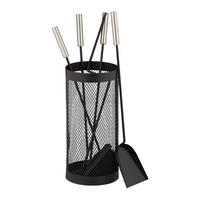 5-TLG.KAMINBESTECK-SET - Schwarz, Metall (30/56/30cm) - Relaxdays