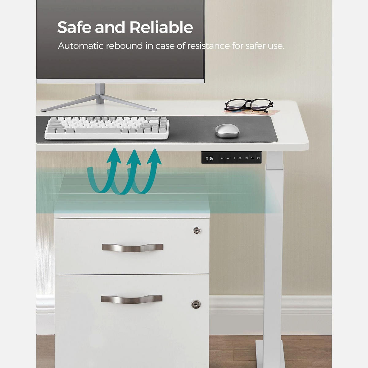 HÖHENVERSTELLBARER Schreibtisch Nuuk - Weiß, Metall (60/175/115cm) - Hansiro