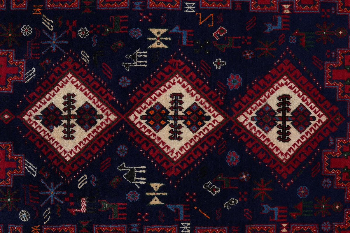 ORIENTTEPPICH handgeknüpft Afshar Blau 195/135 cm Schurwolle - Blau, Textil (135/195cm) - Looma