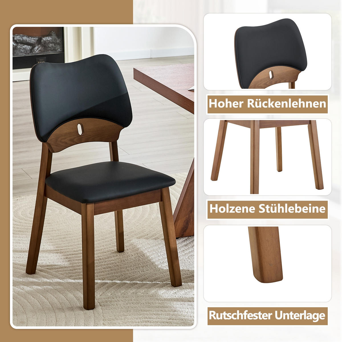 ESSZIMMERSTUHL 2er-Set mit Schmetterlingslehne Holz Schwarz - Schwarz, Holz (43/87.5/51cm) - Meubliv