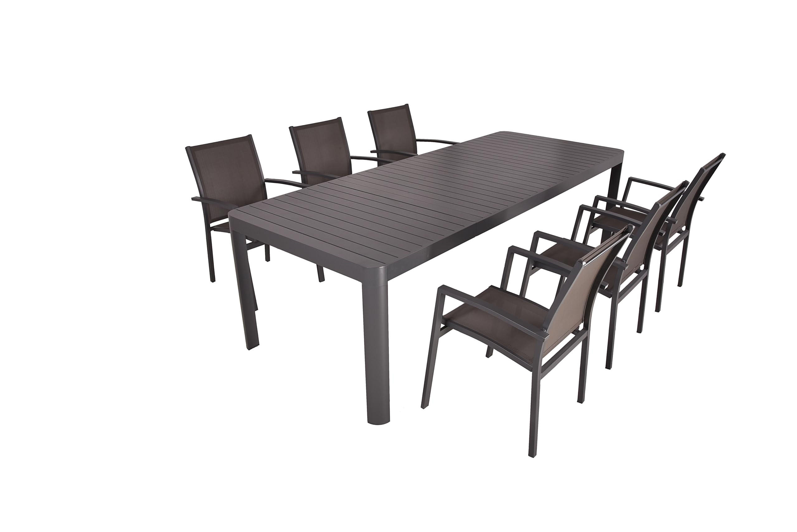 GARTEN-SITZGRUPPE Eva 7-teilig Gartenmöbel-Set - Dunkelgrau, Kunststoff - DELUKE