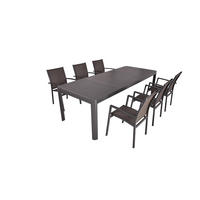 GARTEN-SITZGRUPPE Eva 7-teilig Gartenmöbel-Set - Dunkelgrau, Kunststoff - DELUKE