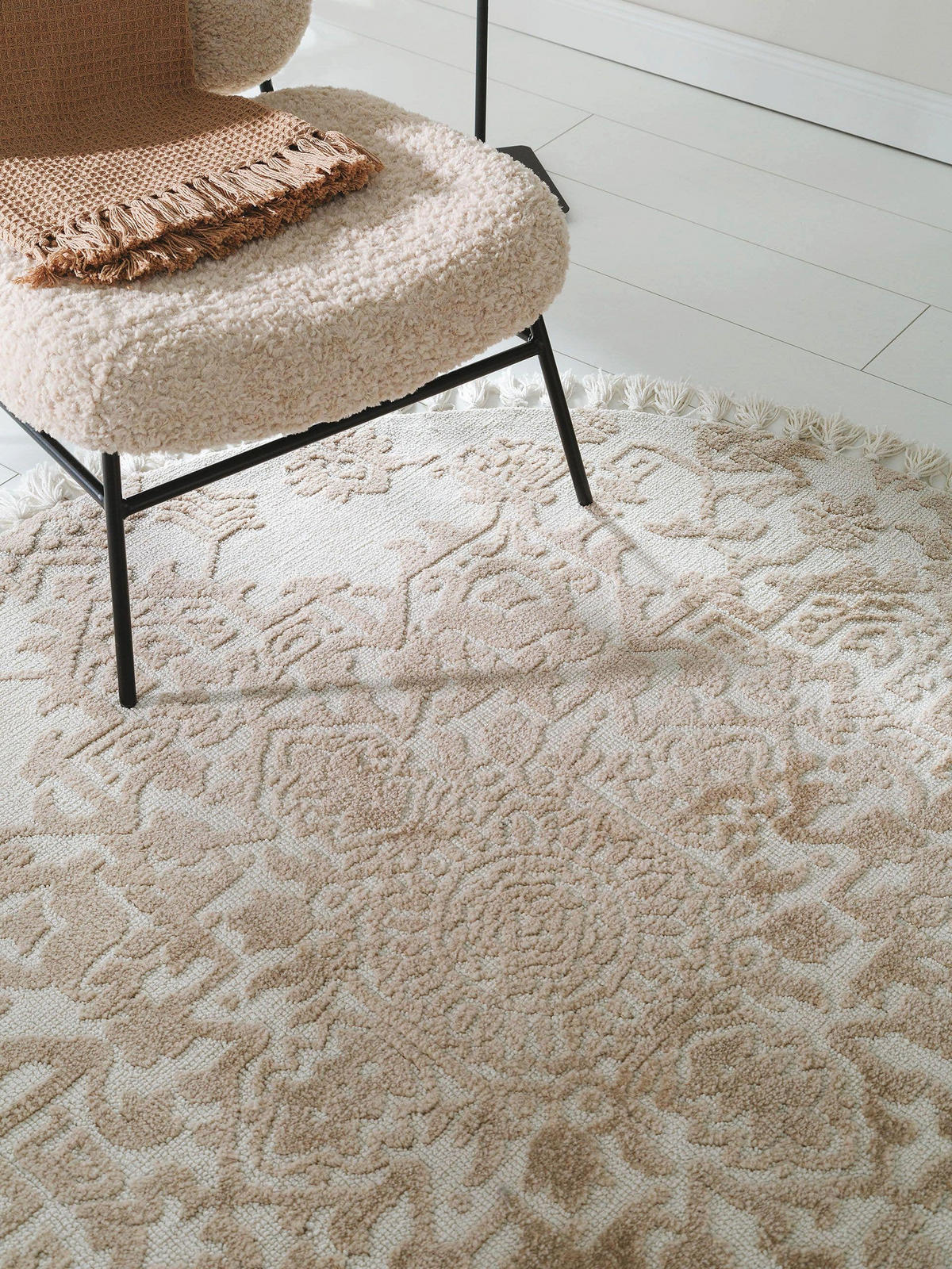 TEPPICH rund Elias Beige ø 150 cm rund - Beige, Textil (150/150cm) - benuta Nest
