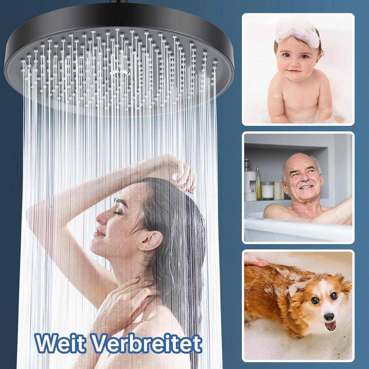 DUSCHKOPF 10 Zoll Regendusche Matt Schwarz - Schwarz, Metall (7/12.7/20cm)