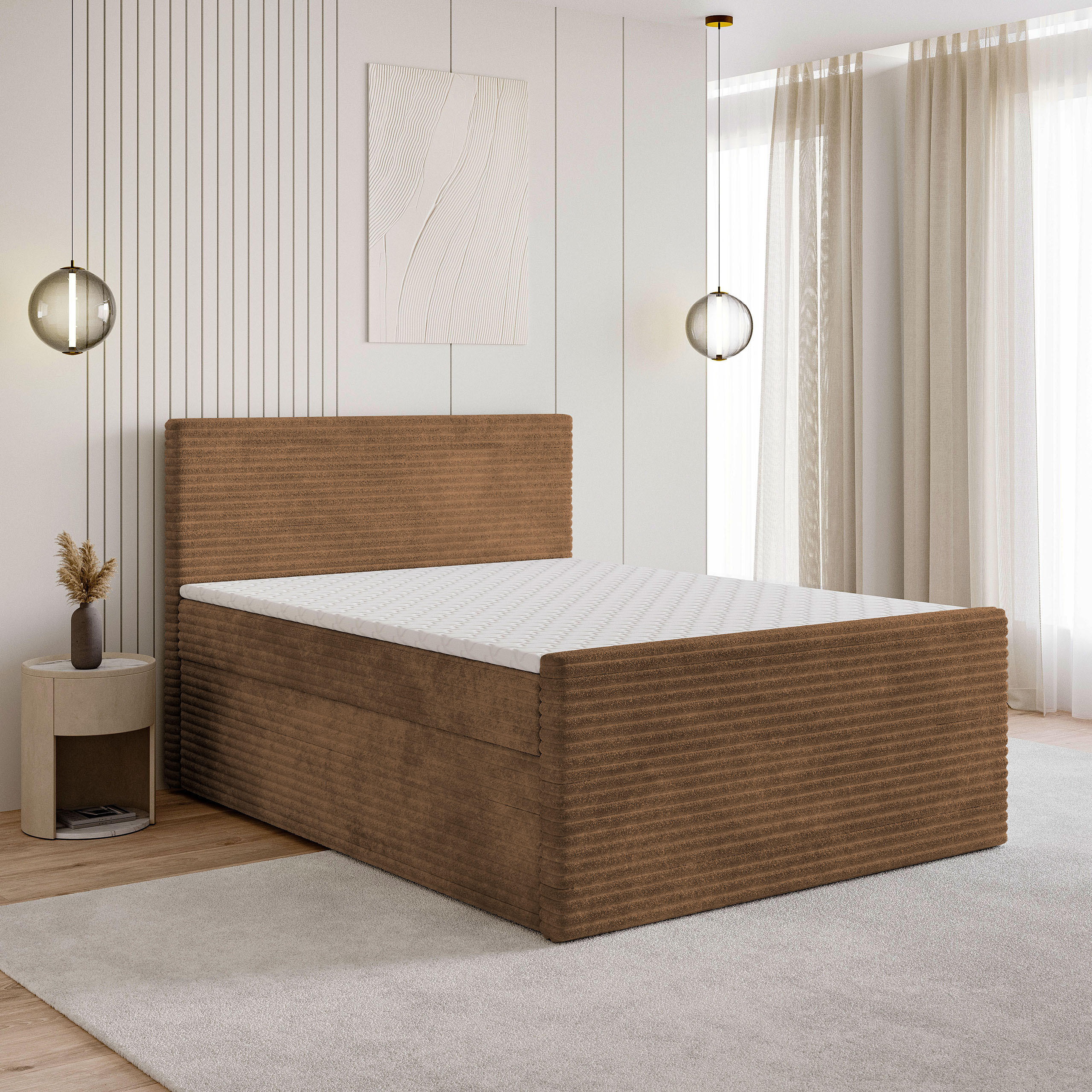 BOXBETT NOLEN 180x200 cm mit Matratze und Topper - Kupferfarben - Kupferfarben, Holz (180/200cm) - MASSENO