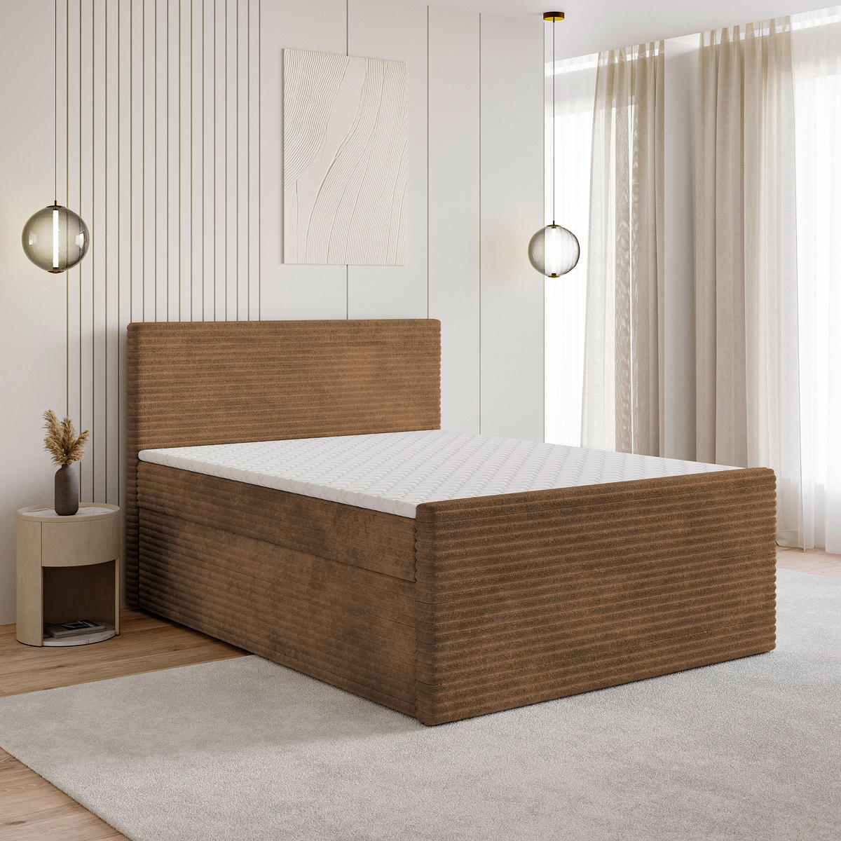 BOXBETT NOLEN 160x200 cm mit Matratze und Topper - Kupferfarben - Kupferfarben, Holz (160/200cm) - MASSENO