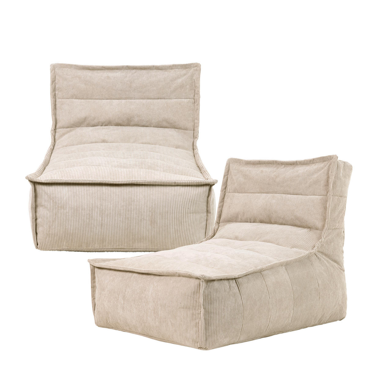SITZSACK Lounger Dolce , Cord, 2PK - Beige, Kunststoff (152/72/90cm) - icon
