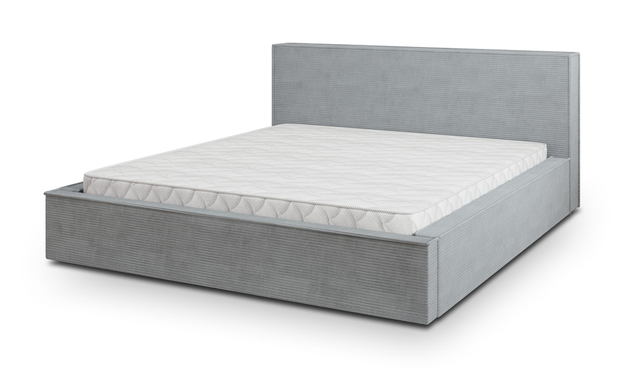 POLSTERBETT CELORA 180x200 cm mit Bettkästen - Hellgrau - Hellgrau, Holz (180/200cm) - MASSENO