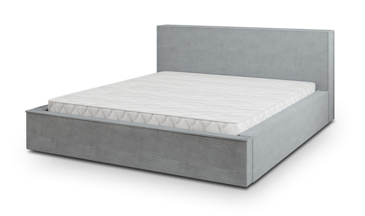 POLSTERBETT CELORA 180x200 cm mit Bettkästen - Hellgrau - Hellgrau, Holz (180/200cm) - MASSENO