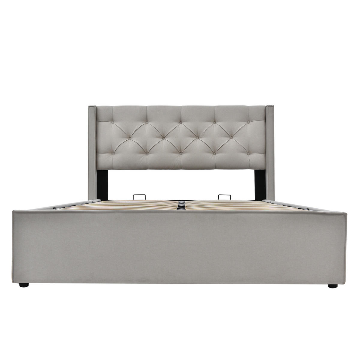 TAPECIRANI krevet 160/200 cm svijetlosivi od pamuka s madracem i spremištem - svijetlo siva, tekstil (160/200cm) - OKWISH