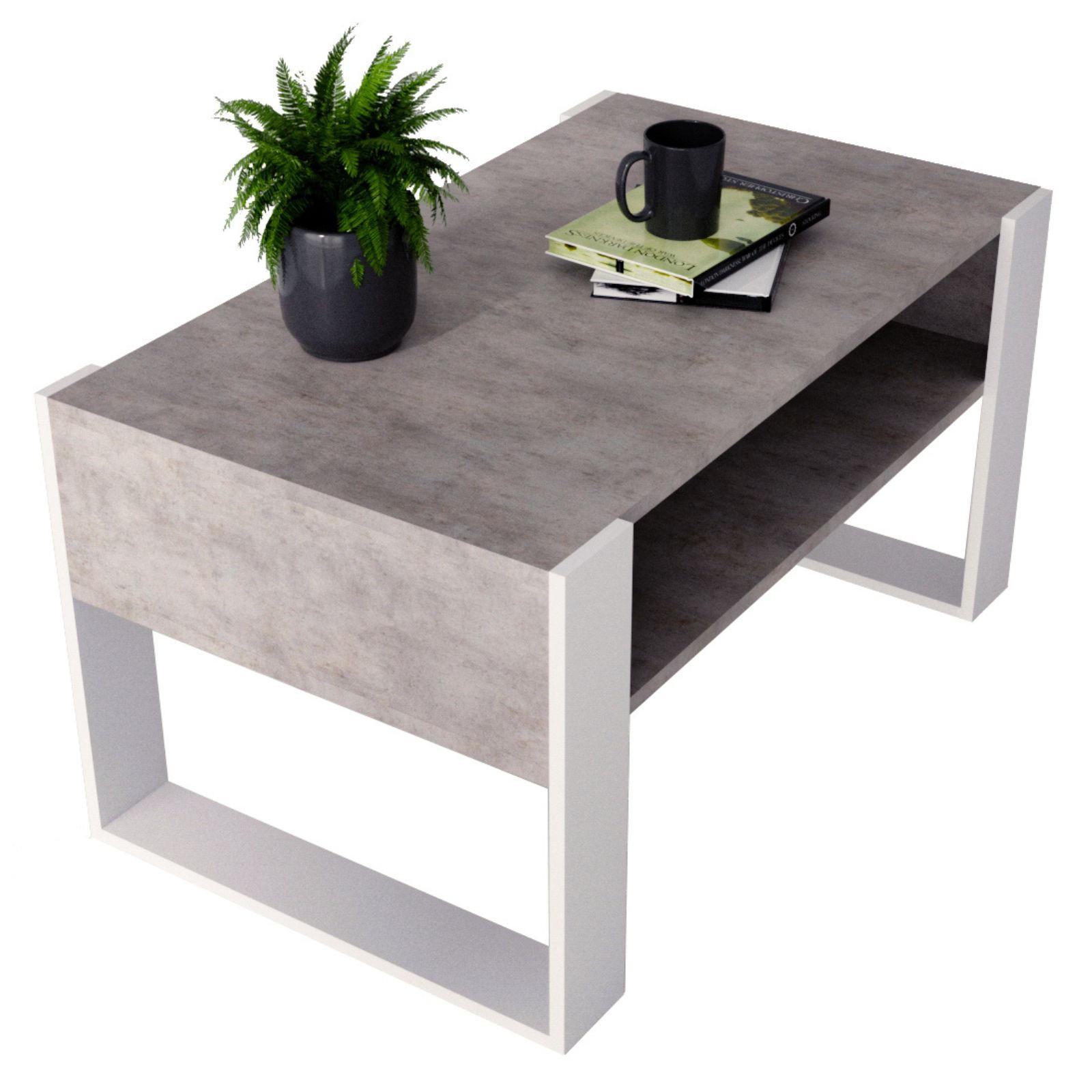 COUCHTISCH Karo92 92/45/53,6 - Weiß/Grau, Holzwerkstoff (54/92/45cm) - RAUMHIRSCH FURNITURE