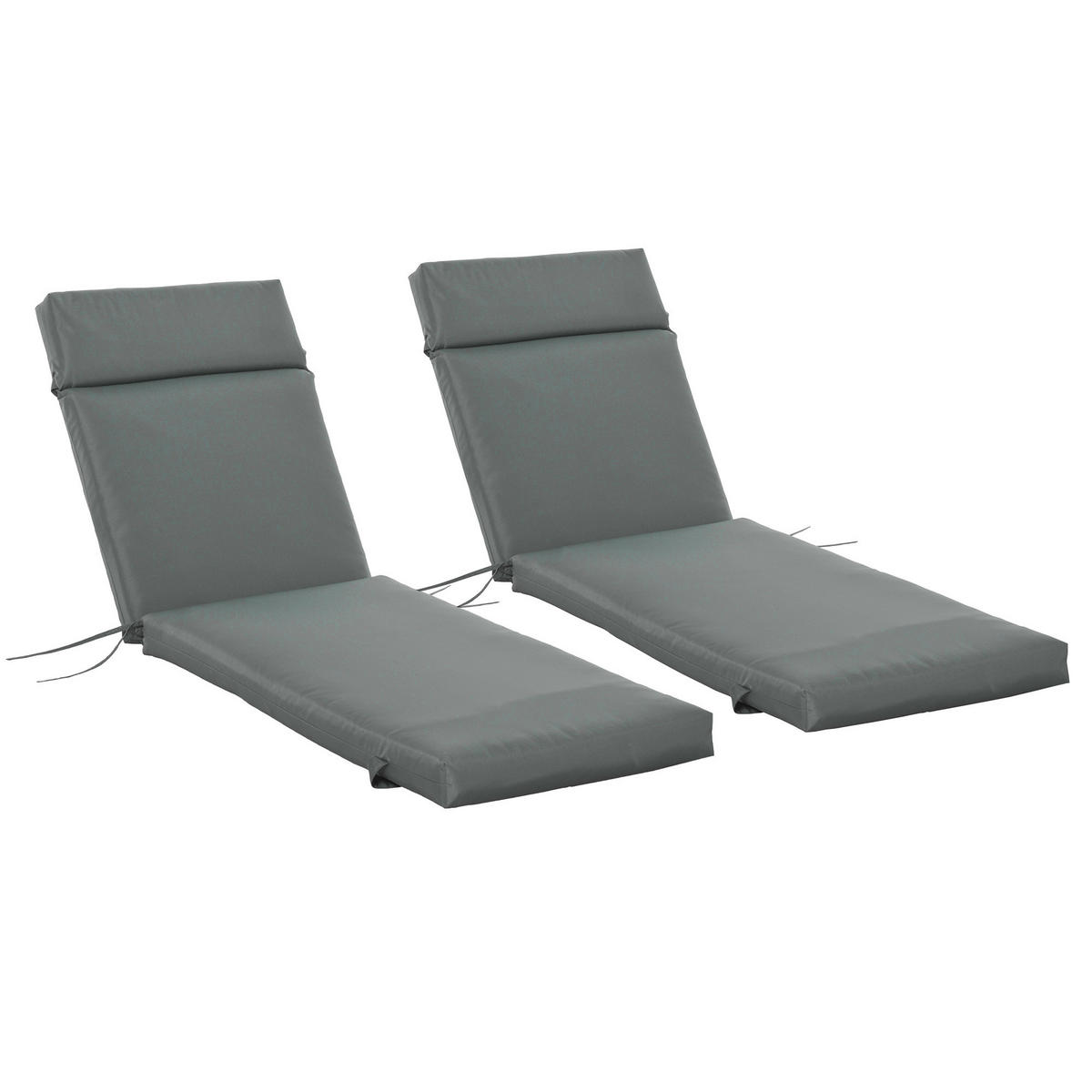 LIEGENAUFLAGE Dunkelgrau 2er-Set 196/55/8 cm - Grau, Textil (196/8/55cm) - PANGIVO