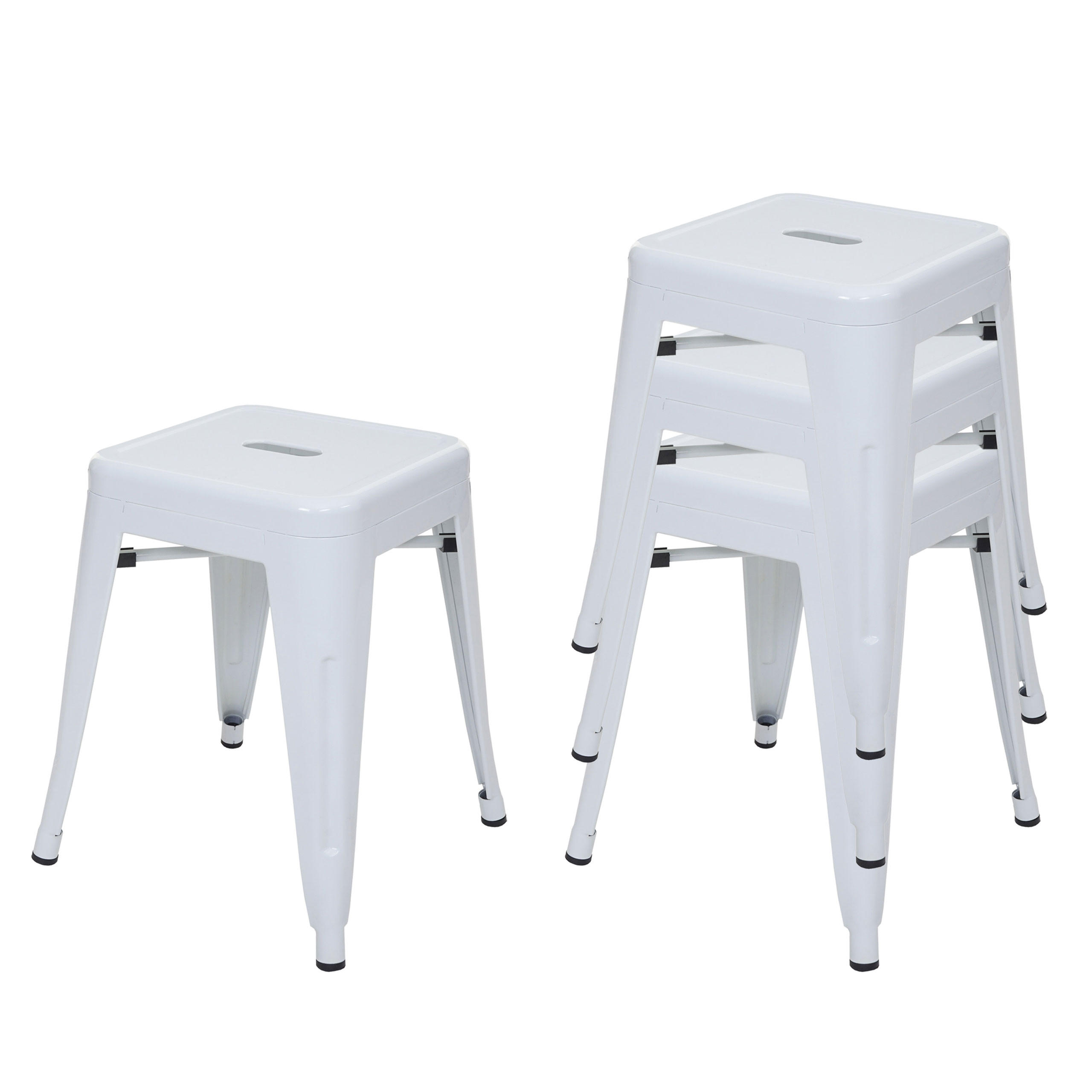 HOCKER Weiß 4er-Set - Weiß, Metall (39/46/39cm) - MCW
