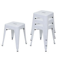 HOCKER Weiß 4er-Set - Weiß, Metall (39/46/39cm) - MCW