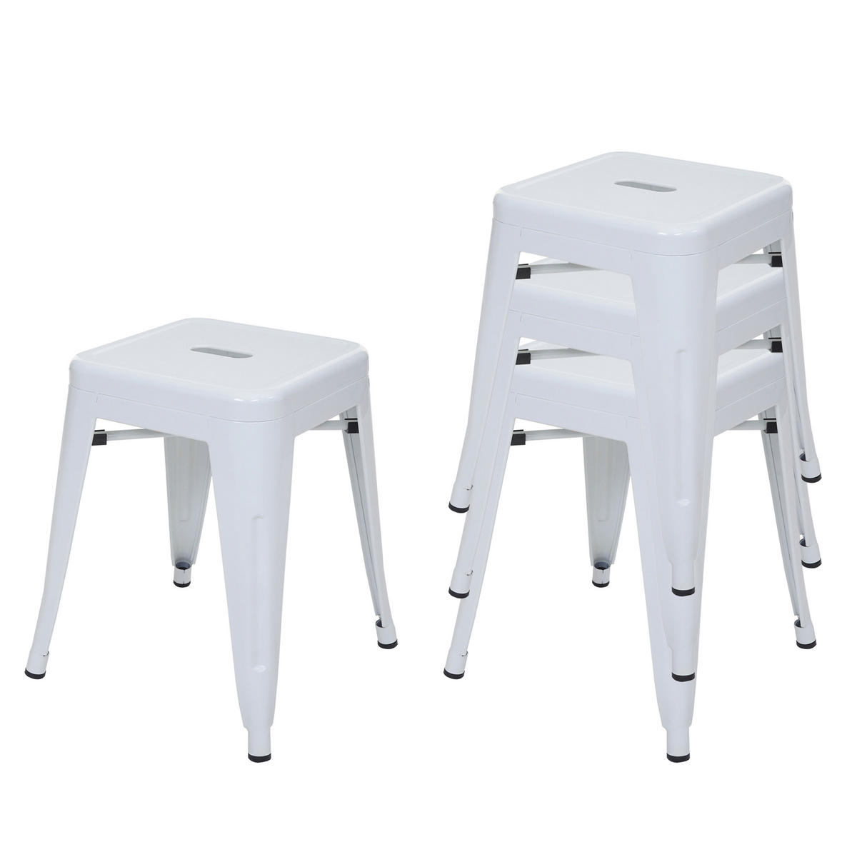 HOCKER Weiß 4er-Set - Weiß, Metall (39/46/39cm) - MCW