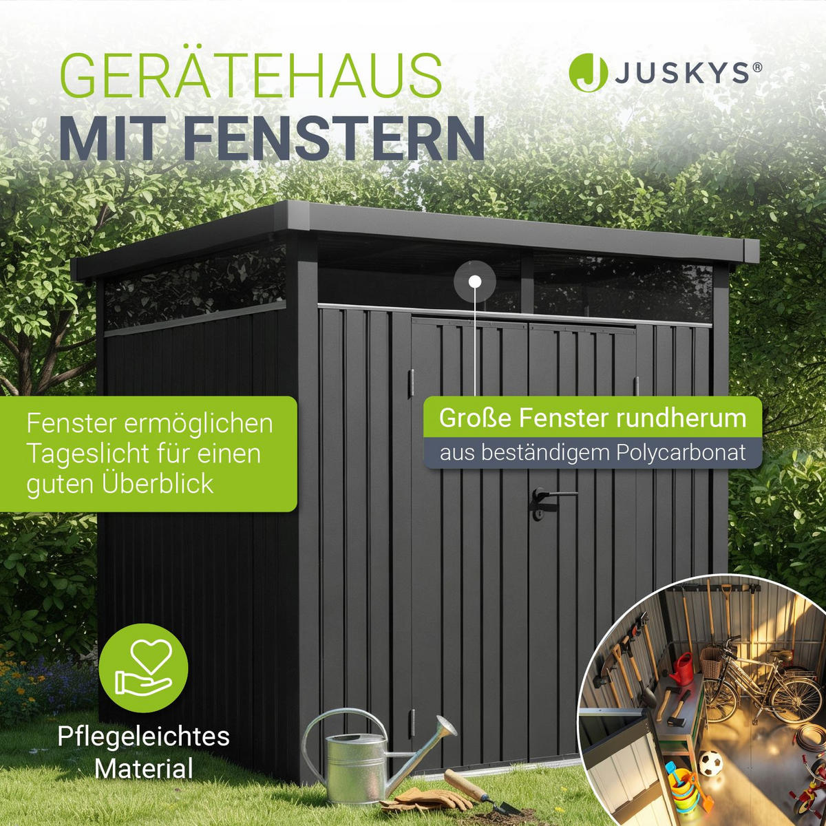 GERÄTEHAUS Luzern Anthrazit - Anthrazit, Metall (196/220/254cm) - Juskys