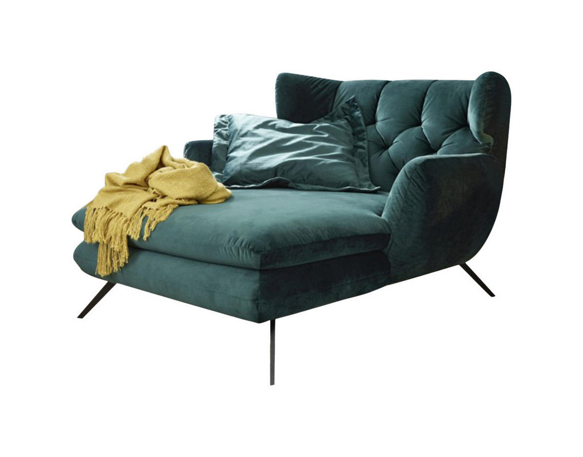 LONGSEAT CHAMRE Smaragdgrün Webstoff - Smaragdgrün/Schwarz, Textil (130/95/160cm) - KAWOLA