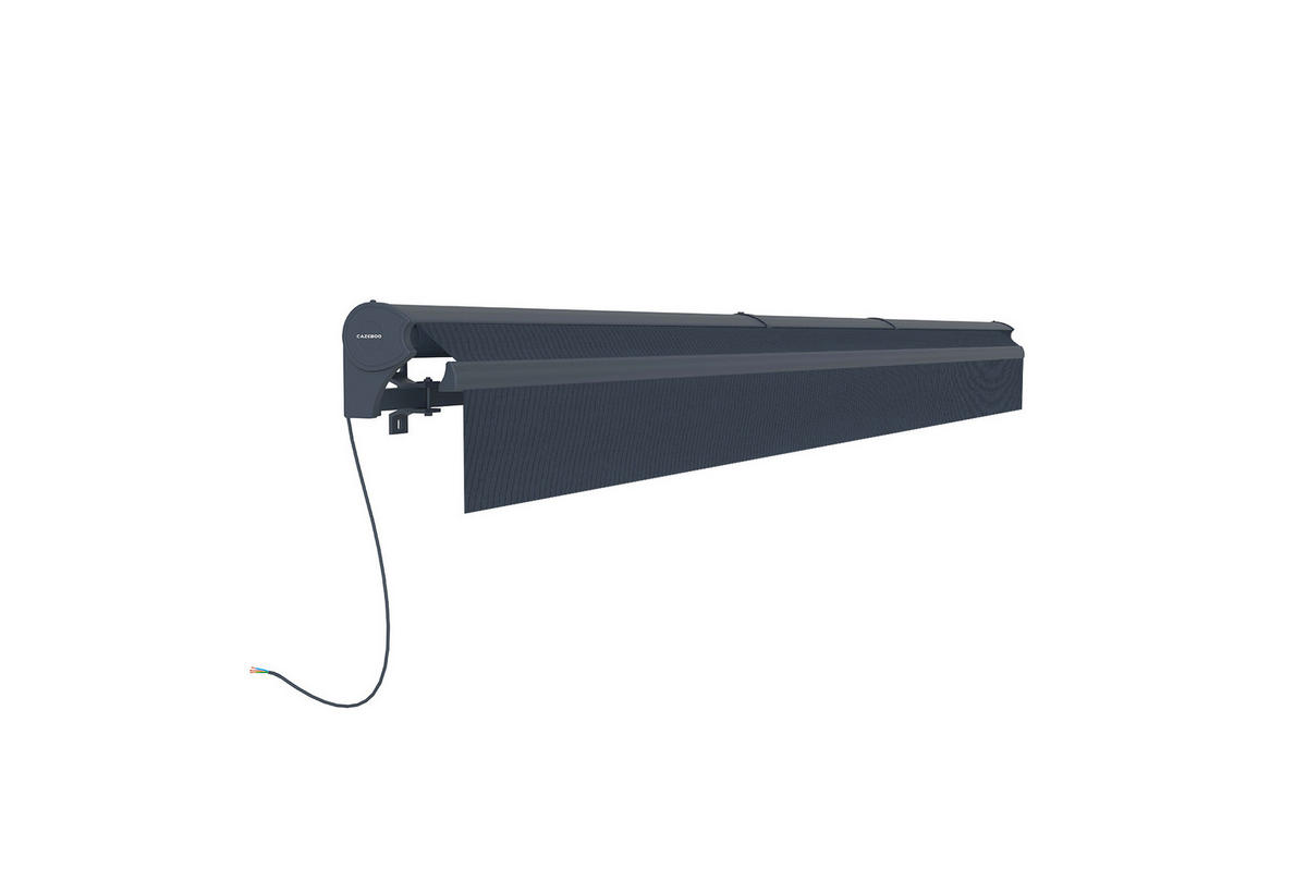 HALBKASSETTENMARKISE Fazzio Graue 4m x 3m motorisierte - Premium-Leinwand 320g/m² - Grau, Metall (400/270/300cm) - Cazeboo