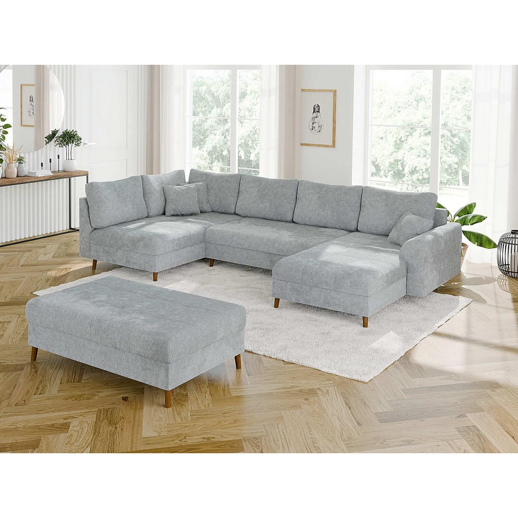 Thumbnail - S-Style Möbel Wohnlandschaft, Hellgrau, Textil, Echtholz,Buche, Birke, 8-Sitzer, Füllung: Silikon,Silikon,Polyetherschau...