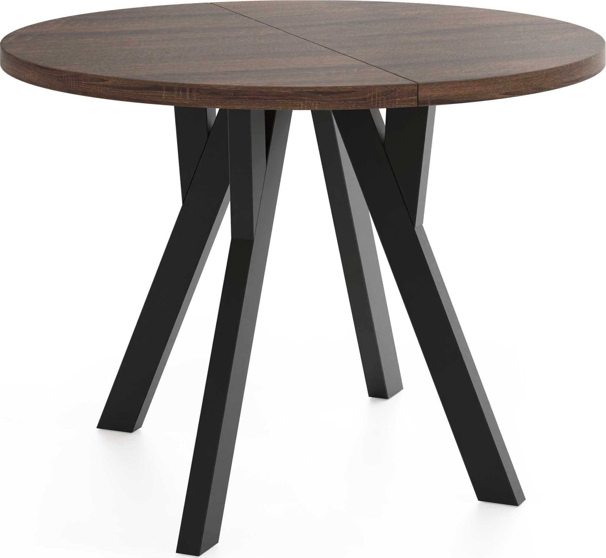 ESSTISCH Avero Black runder ausziehbarer, Eiche Sonoma dunkelbraun 100-140/100/77 cm - Eichefarben/Schwarz, Holz/Holzwerkstoff (100/100/77cm) - WFL GROUP