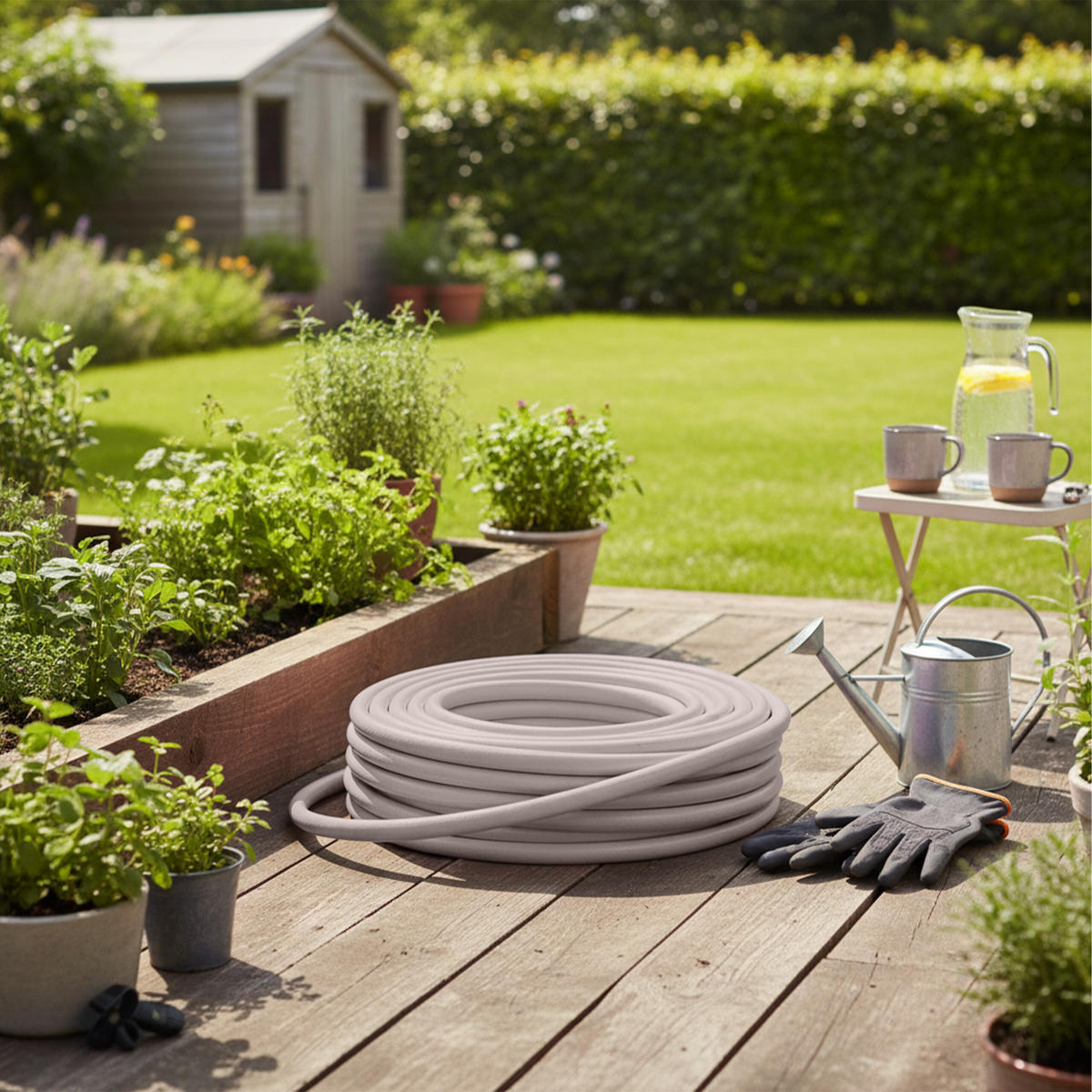 GARTENSCHLAUCH - Beige, Kunststoff (3000cm) - Relaxdays