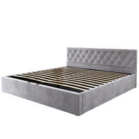 POLSTERBETT 180/200 cm in Grau Samt - Grau, Holz/Textil (180/200cm) - KOMHTOM