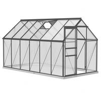 GEWÄCHSHAUS DE-12055 mit Schiebetür & Dachluke Silber - Transparent, Metall (375/199/190cm) - ComfortXL
