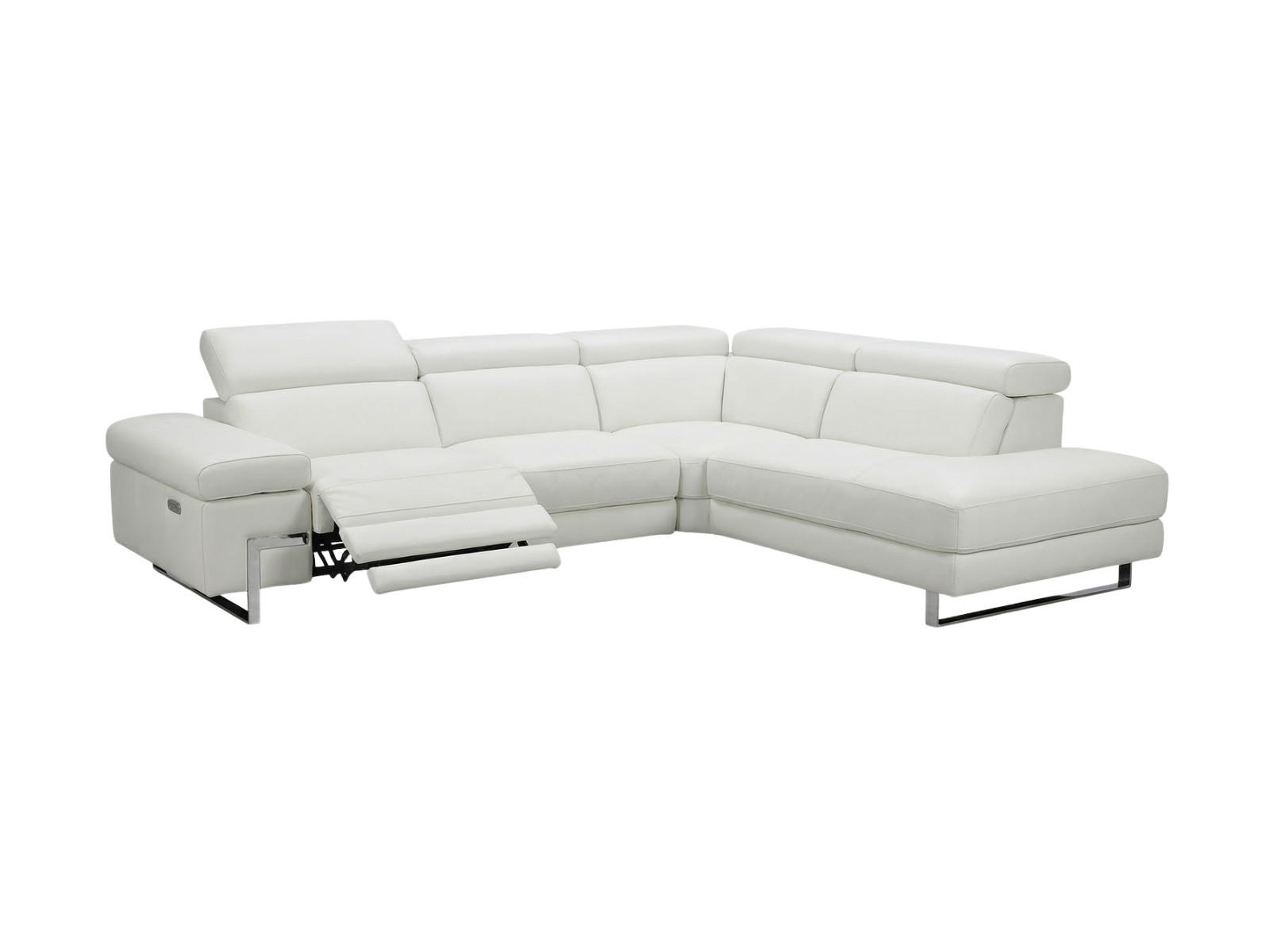 ECKSOFA Opera Echtleder mit 1 x Relaxfunktion Weiß - Weiß, Leder/Metall (269/218cm)