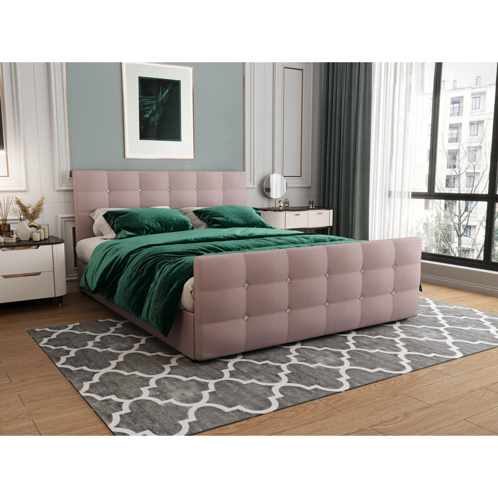 Thumbnail - Bedante Boxbett, Rosa, Textil, Höhe ca. 19 cm, 140x200 cm, Oeko-Tex® Standard 100, Schlafzimmer, Betten, Boxspringbetten