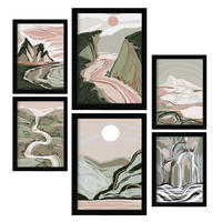 POSTER Set Mit 6 Komplexe Natur 1 A3 & A4 Schwarzer Rahmen - Schwarz, Papier (29/3cm) - Nacnic