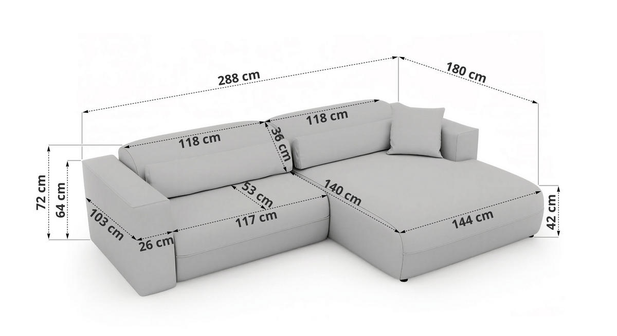 ROHOVÁ SEDAČKA PAZURRO L - Hnedá Samet - Vľavo - hnedá/čierna, textil/plast (288/180cm) - MKS