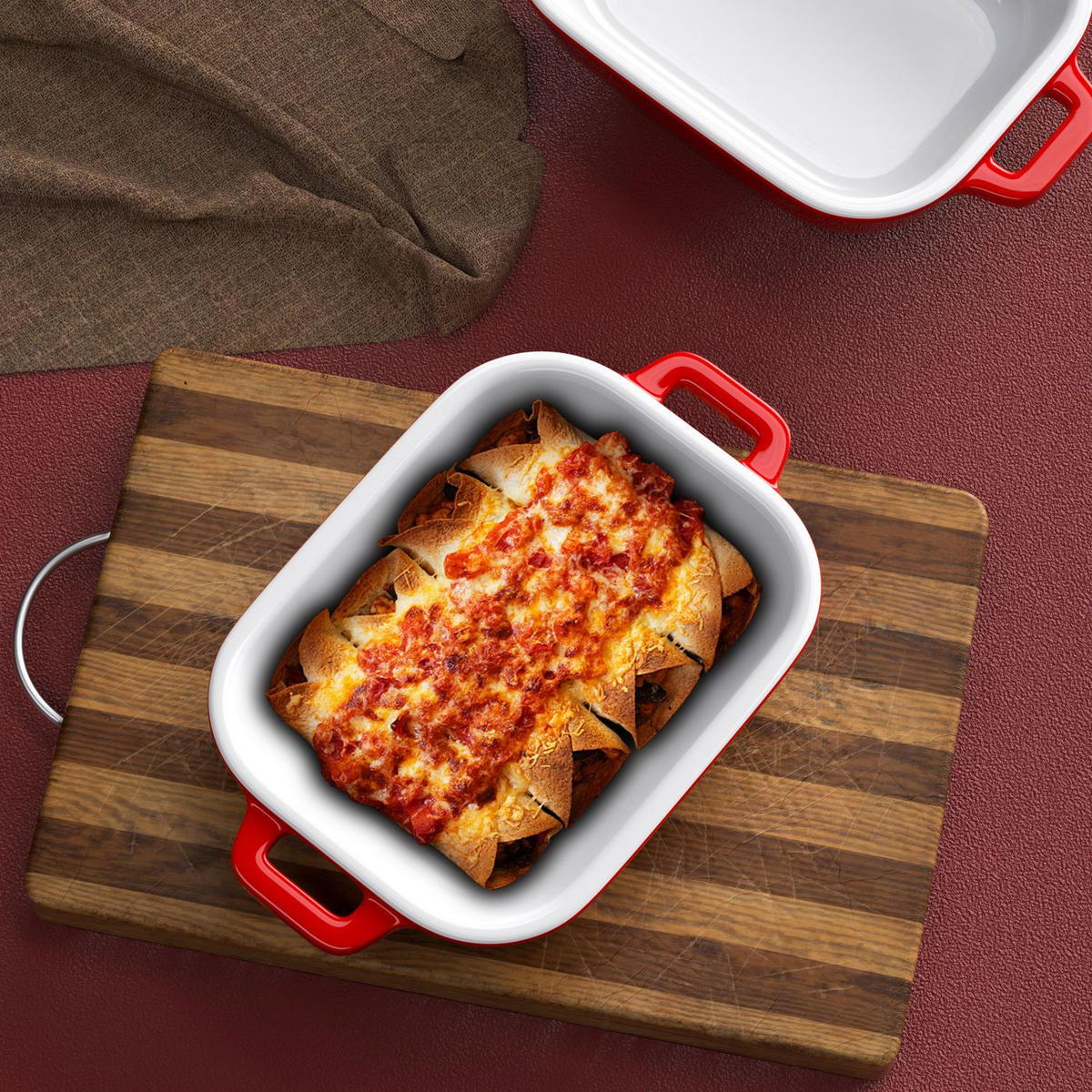 AUFLAUFBACKFORM Porzellan 26 x 17 x 5 cm - Rot, Keramik (17/5/26cm) - Intirilife