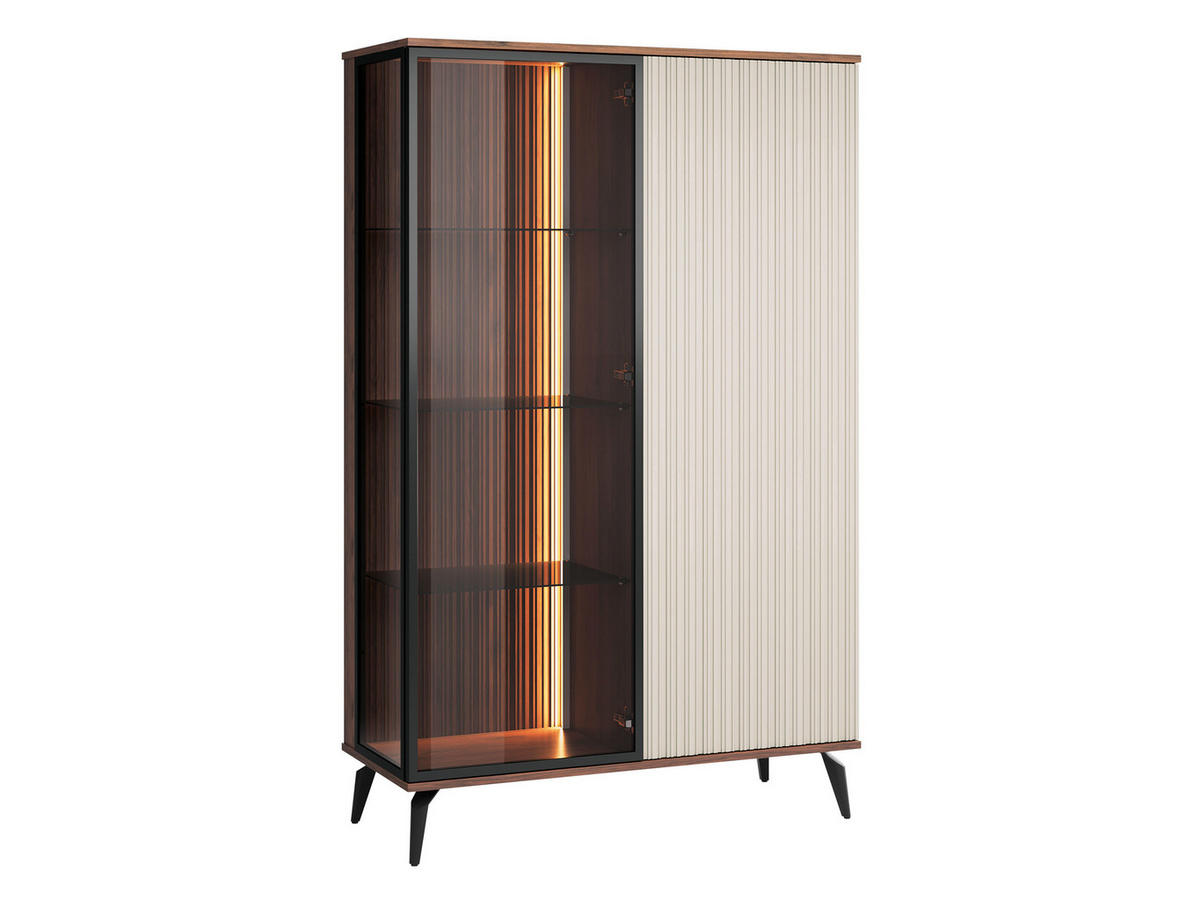 VITRINE Vici WIT103 - Kaschmir/Schwarz, Holzwerkstoff/Metall (130/162/39cm) - MIRJAN24