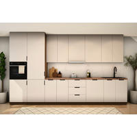 KÜCHENZEILE Sorento Beige – 400 cm – K73-G400 L – mit Vorrats-Hochschrank - Beige/Schwarz, Holzwerkstoff/Metall (400/247/58cm) - ROYAL24_MARKT