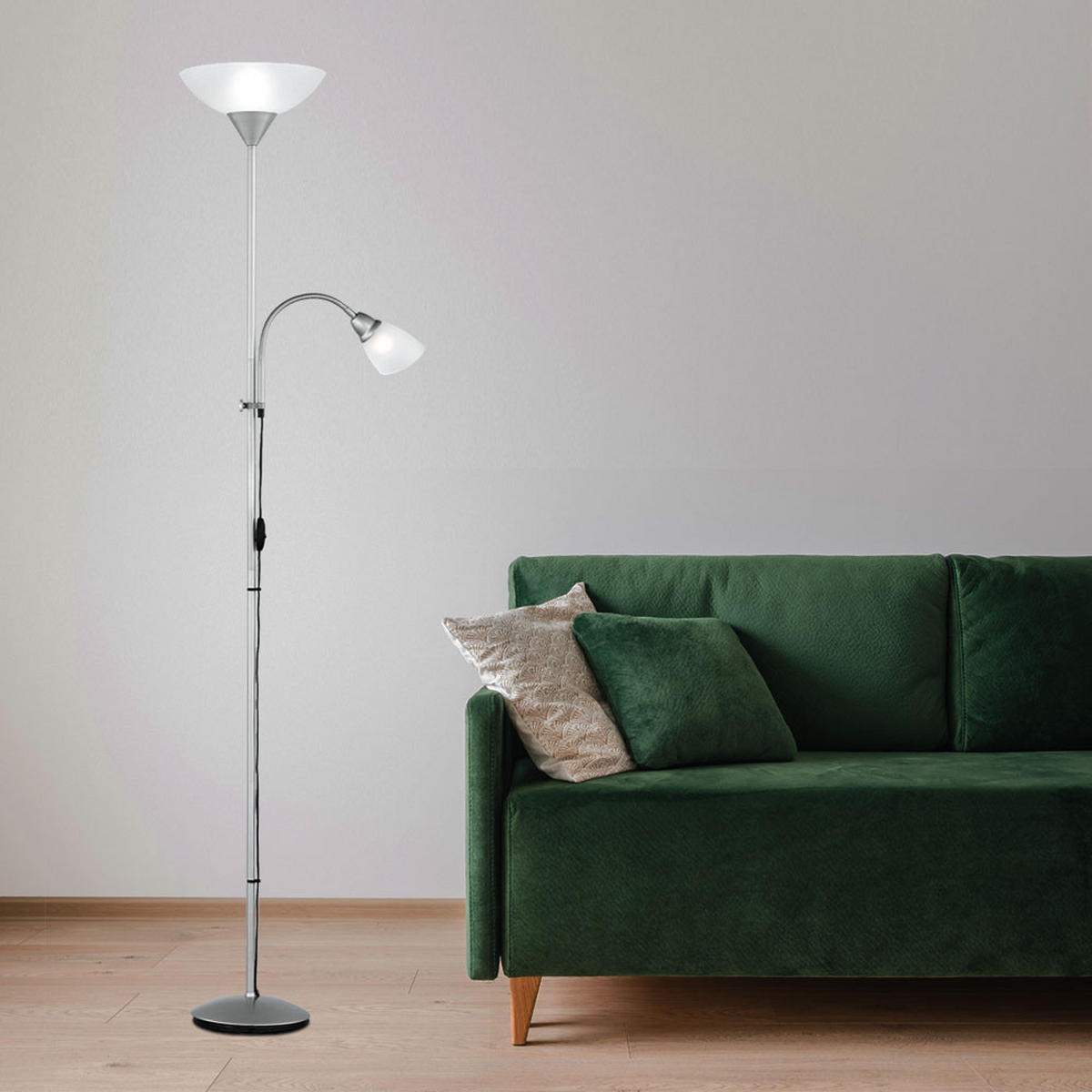 RGB LED STEHLEUCHTE Metall Silber - Silberfarben, Metall (6/11.2/180cm)
