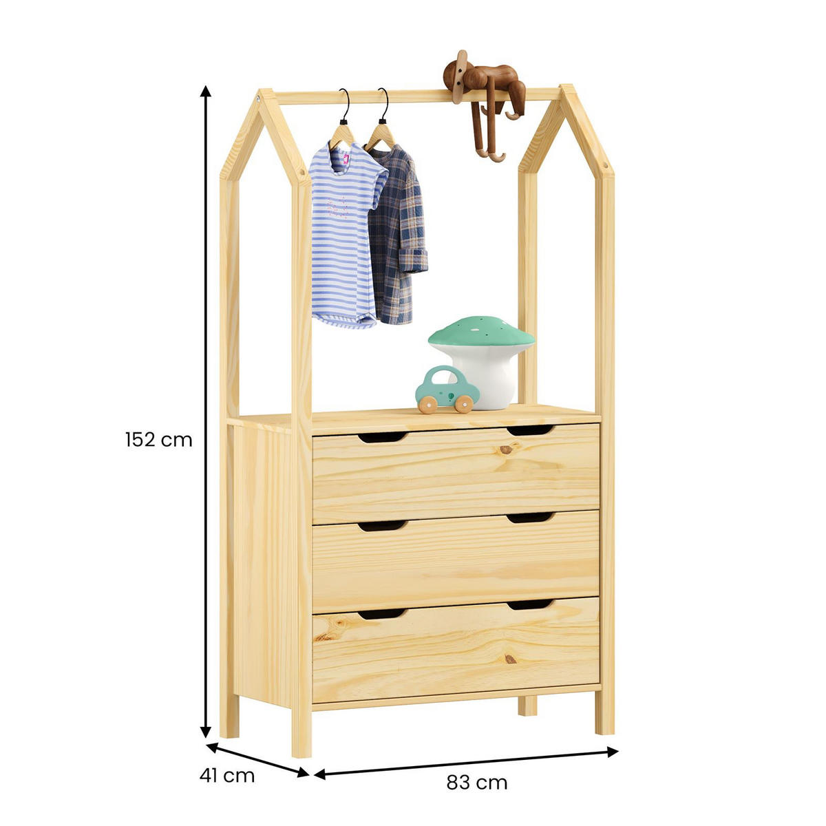 KOMMODE AMIRA natur - Naturfarben, Holz (83/152/41cm) - IDIMEX