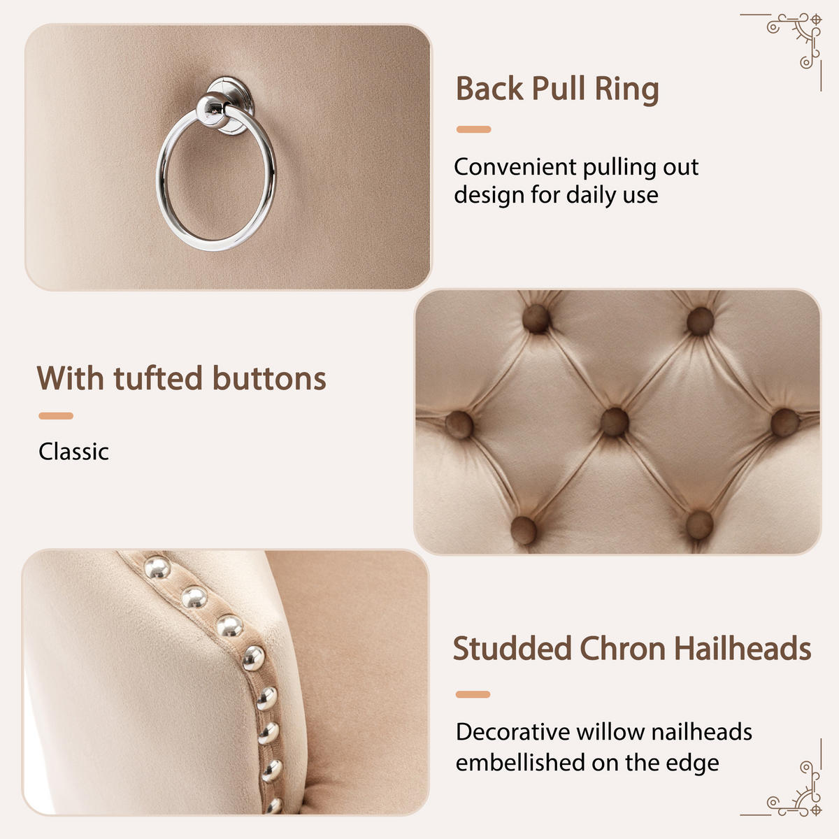 ESSZIMMERSTUHL 2er Set gepolstert Holzbeine beige - Beige, Holz (53.5/95/64cm) - LEBENLANG