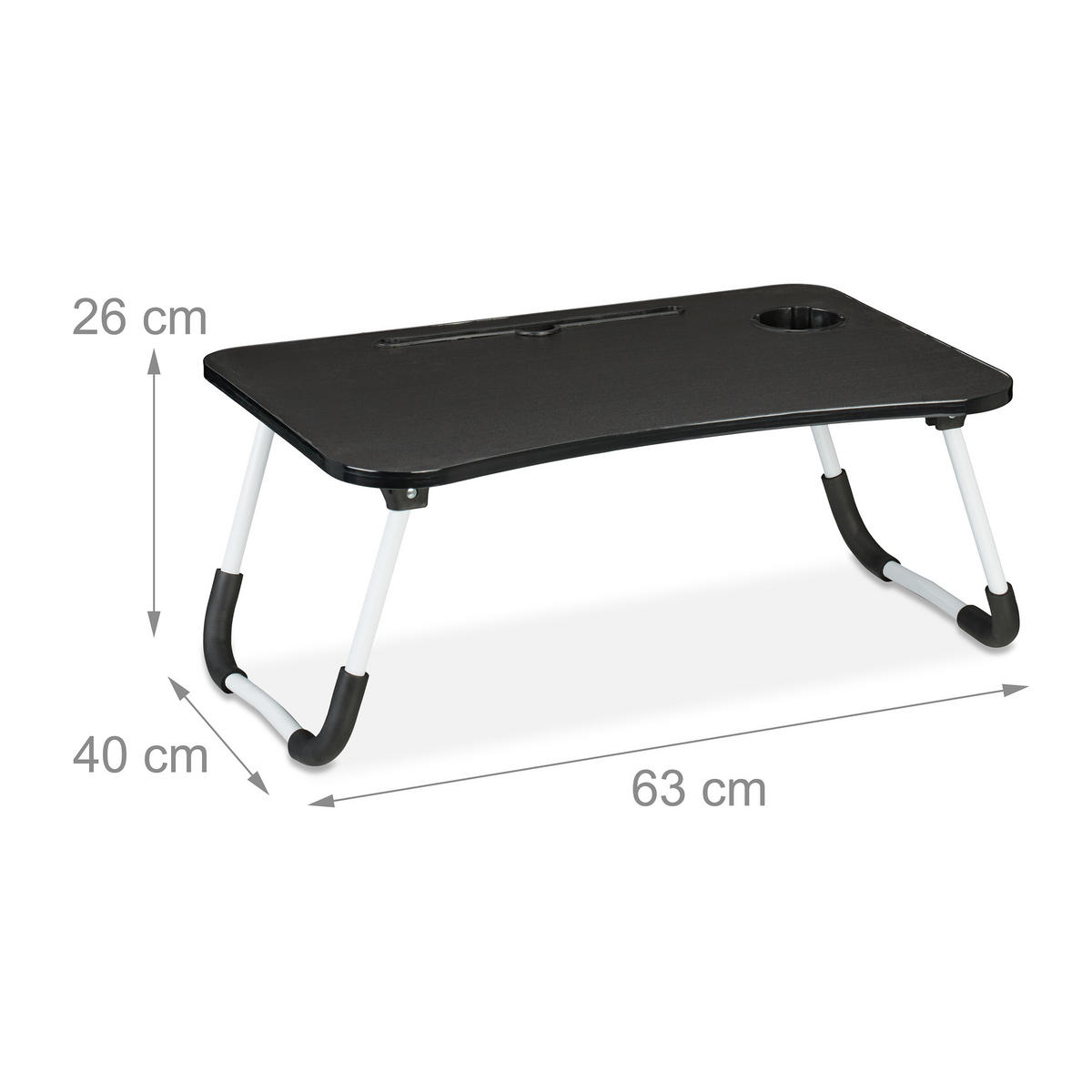 LAPTOPTISCH Schwarz Weiß klappbar mit Tablethalter 63x40 cm - Multicolor, Holzwerkstoff/Kunststoff (40/63/26cm) - Relaxdays
