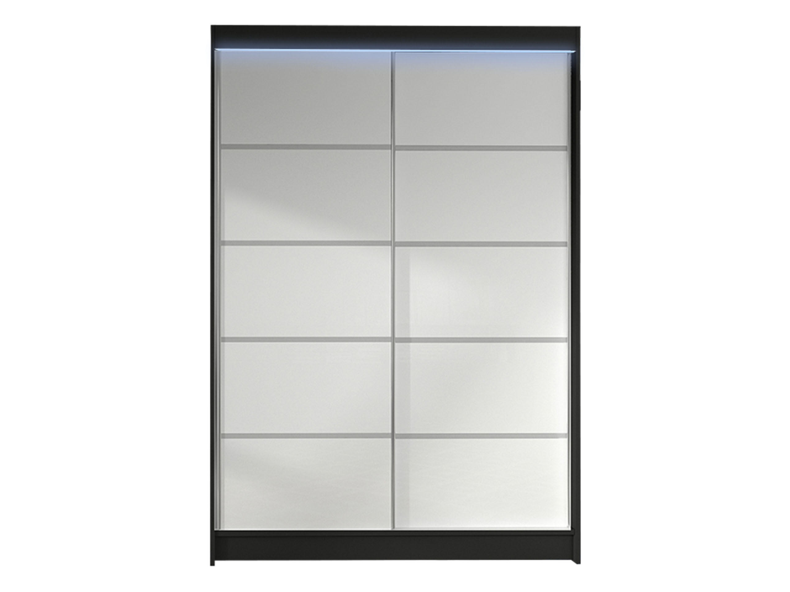 SCHWEBETÜRENSCHRANK Lino IV mit RGB LED Beleuchtung - Schwarz/Weiß, Holzwerkstoff/Metall (120/200/58cm) - MIRJAN24