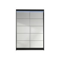 SCHWEBETÜRENSCHRANK Lino IV mit RGB LED Beleuchtung - Schwarz/Weiß, Holzwerkstoff/Metall (120/200/58cm) - MIRJAN24