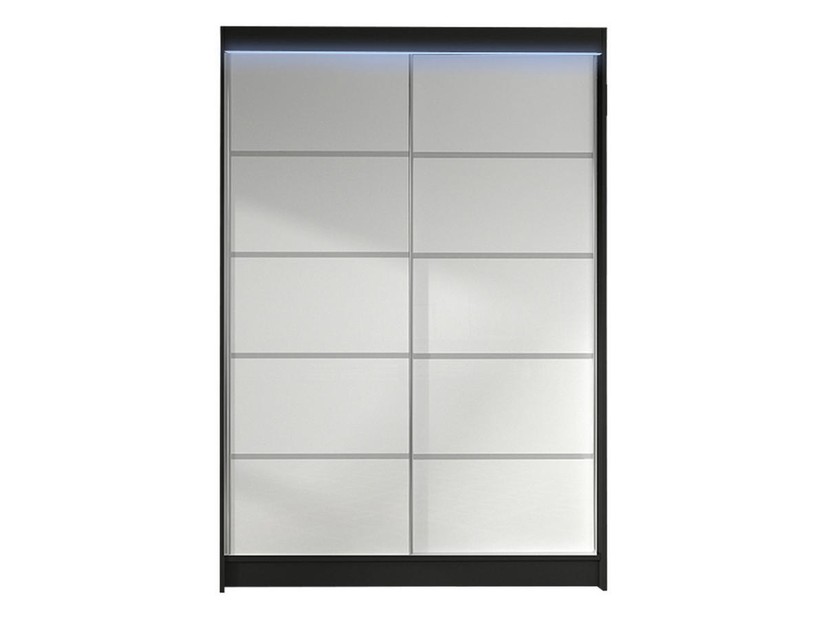 SCHWEBETÜRENSCHRANK Lino IV mit RGB LED Beleuchtung - Schwarz/Weiß, Holzwerkstoff/Metall (120/200/58cm) - MIRJAN24
