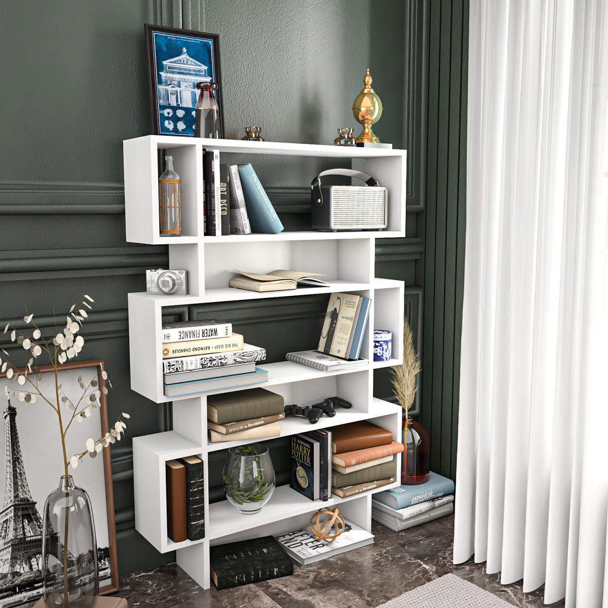 BÜCHERREGAL Elze Weiss - Weiß, Holzwerkstoff (19.6/130.8/90cm) - Decorotika